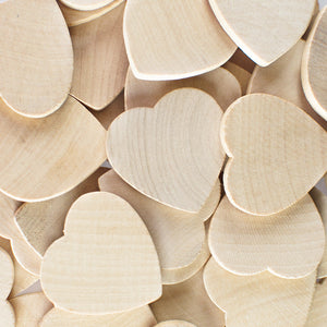 Round Heart Shaped Unfinished 1.3" Wood Cutout Circles Chips (50 Pieces)
