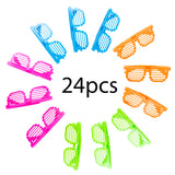 Plastic Color Assorted Square Shutter 80s Glasses (24 Pairs)