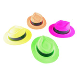 12 Pack Neon Mafia Style Gangster Fedora Dress Hats