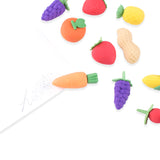 Colorful Mini Fruits & Vegetables Pencil Erasers (12 Mini Bags, 48 Erasers Total)