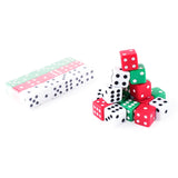 Assorted Colorful Dice in White, Red, Green for Board Games, Activity, Casino Theme, Party Favors, Toy Gifts (18 Pack)
