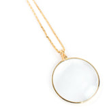 Necklace with 1-3/4 Inch Optical Magnifier Lens and 36-Inch Gold Chain Monocle