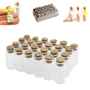 24pcs Mini Glass Jars Bottles with Cork Stopper 1-1/2" Tall X 3/4 Inches