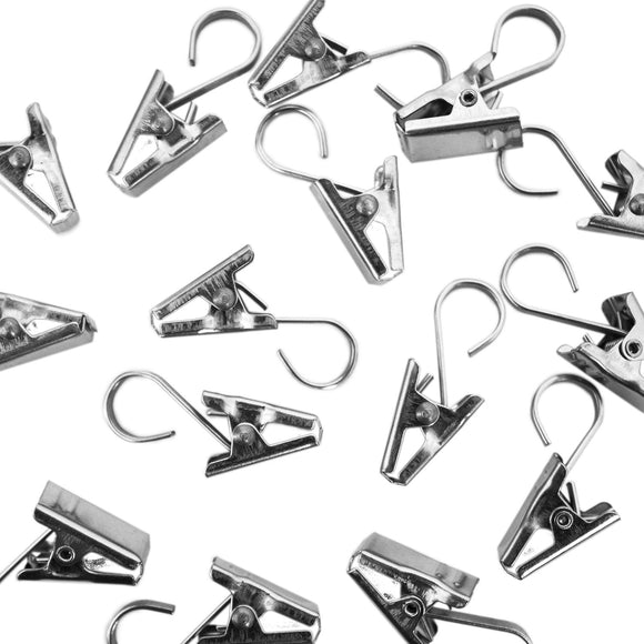 Heavy Duty Satin Nickel Curtain Clips w/Hook for Photos, Showers, Bedroom, Living Room, Home Decoration, Arts & Crafts, 1.5