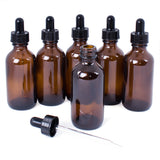 2oz Amber Glass Bottles with Glass Eye Dropper Dispenser (6 Pack)