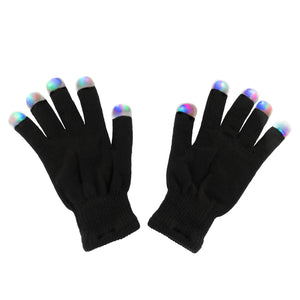 Black Knit Gloves LED Strobe Fingertips (1 Pair)