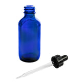 2oz Blue Glass Bottles with Glass Eye Dropper Dispenser (6 Pack)
