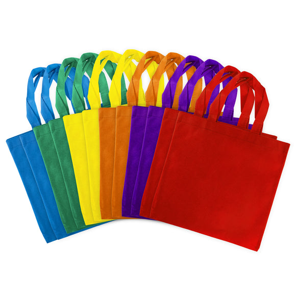 Assorted Colorful Solid Blank Tote Party Gift Bags (12 Bags) (12