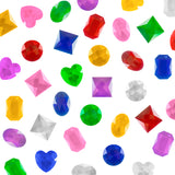 1" Assorted Colorful Adhesive Stick-On Heart Star Jewel Gems (100 Pack)