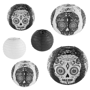 Skull Design Day of The Dead Chinese/Japanese Hanging Paper Lanterns (Set of 6)