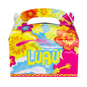 Colorful Luau Hawaii Island Tropical Gift Paper Cardboard Boxes (12 Pack)