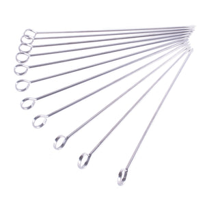 12" Stainless Steel Flat Barbecue Grilling Skewers (12 Pack)