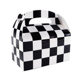 12 Pack Black and White Checker Racing Flag Treat Gift Paper Boxes (6.25" x 3 1/2" x 3.25")
